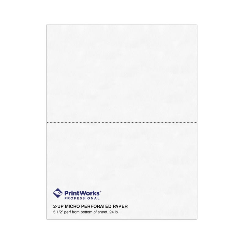 PrintWorks Professional Half Sheet Perforated Paper 8.5â€ x 11â€ - Perfect For W-2, 1099, & Statement Use - Made in the USA - 500 Sheets - 24 lb - A5 Paper - Printer Compatible - White (04118) - Image 1